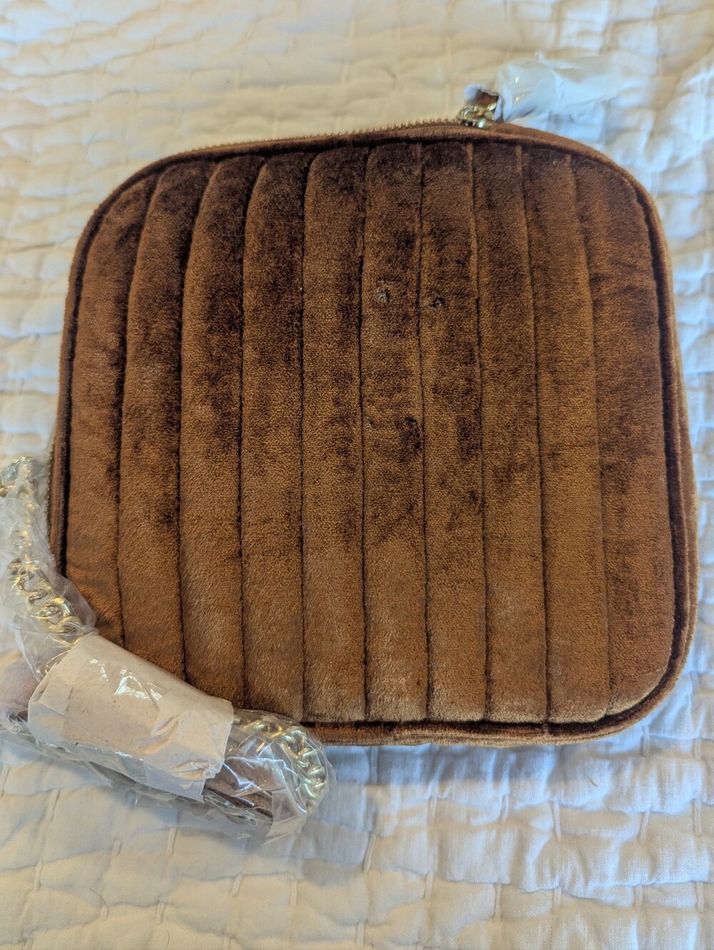 J. Jill Brown Velvet Quilted Crossbody Bag